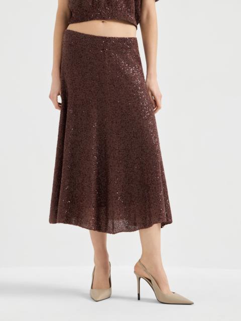 Linen, cashmere and silk dazzling texture knit skirt