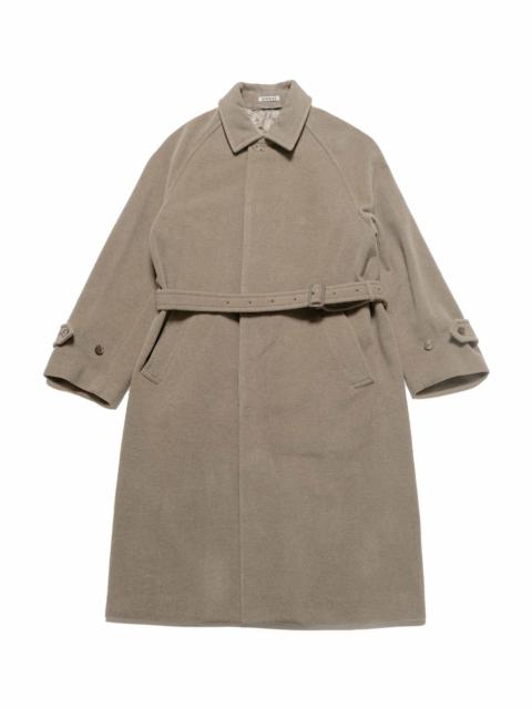 Super Fine Wool Mosser Soutien Collar Coat Khaki Beige