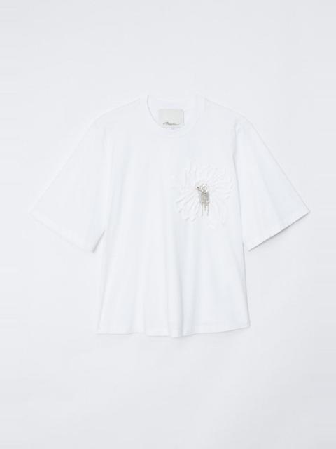 Trapeze T-Shirt with Floral Appliqué