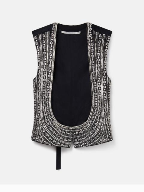 Crystal Embellished Wool Tuxedo Waistcoat