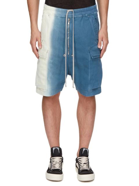 Wide-Leg Dégradé Denim Drawstring Cargo Shorts