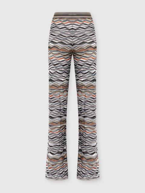 Straight Long Pants with Wave Pattern