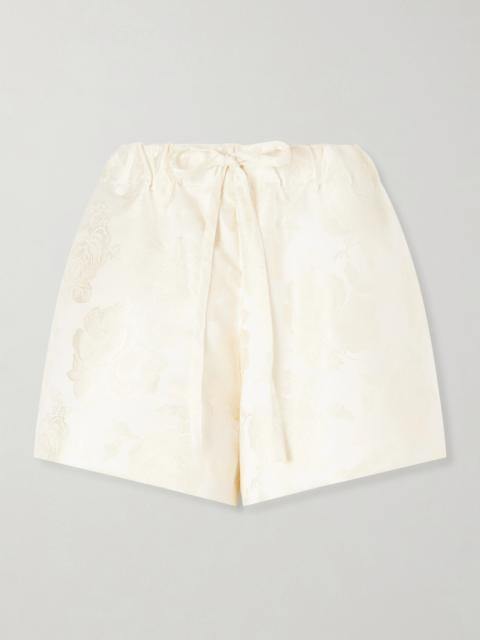 Floral-jacquard Satin Shorts