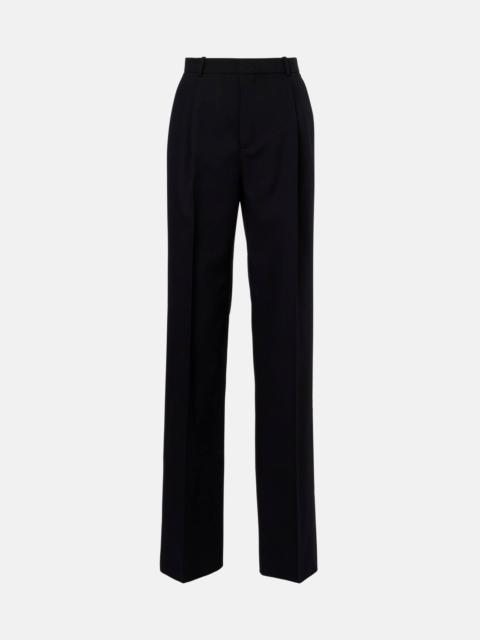 Mid-rise wool straight pants