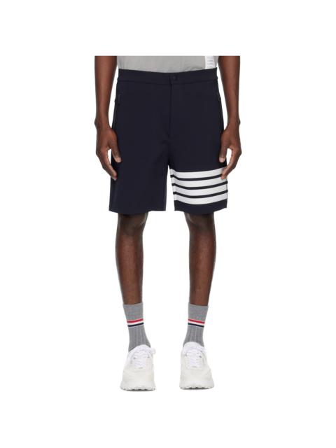 Navy Mid Thigh 4 Bar Shorts