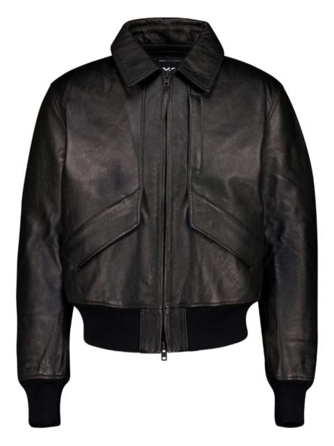 zipped-front leather jacket