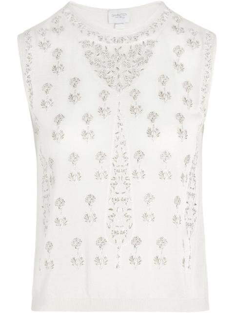 floral-embroidered tank top