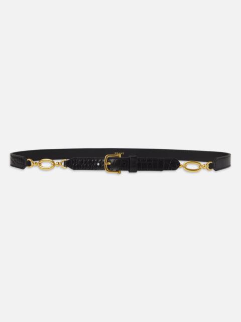 Jewelry Detail Belt in Black Croc