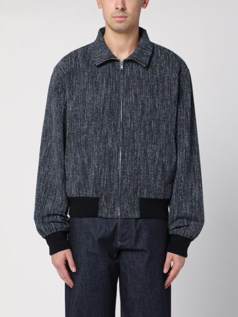 Grey textured wool blend bomber jacket