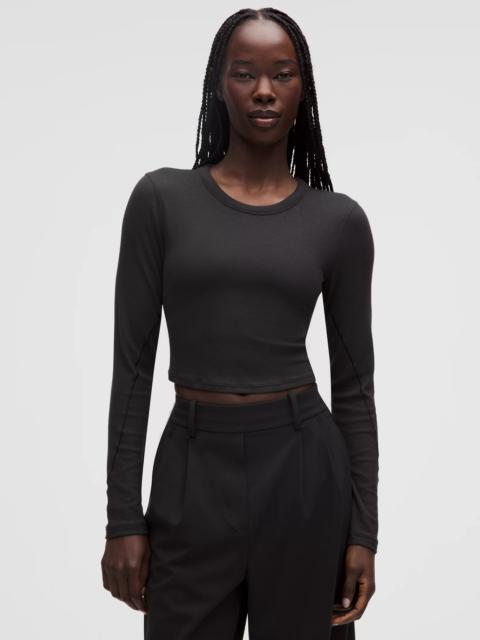 Hold Tight Straight-Hem Cropped Long-Sleeve Shirt