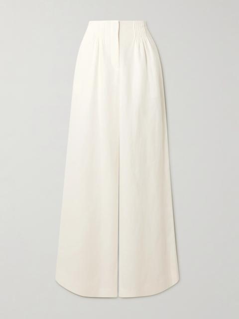 Pintucked Linen Wide-leg Pants