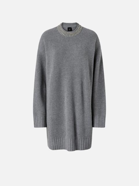 KNIT DRESS WITH RHINESTONE-DETAILED NECK