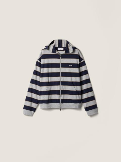 Striped jersey hoodie