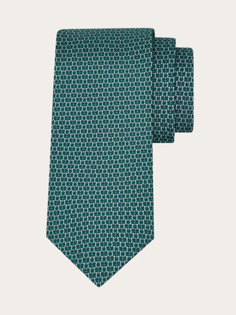 Gancini print silk tie