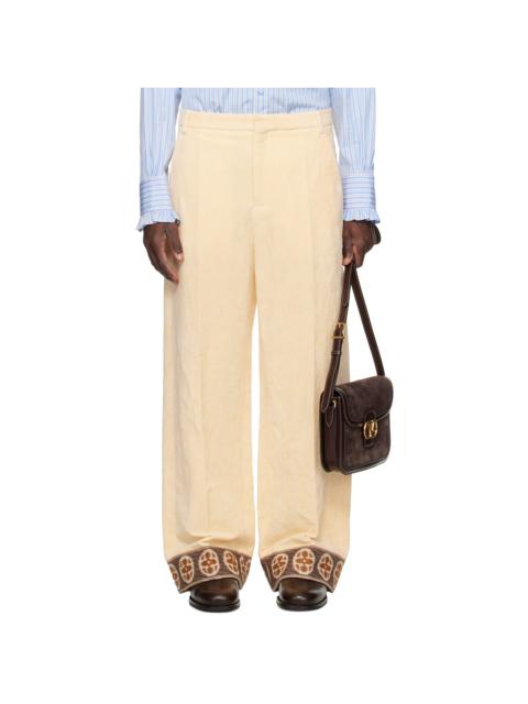 Beige Flocked Trousers