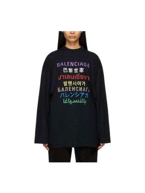 Balenciaga Languages Logo Long Sleeve T-Shirt 'Black Multicolor' 641667TJVI32771