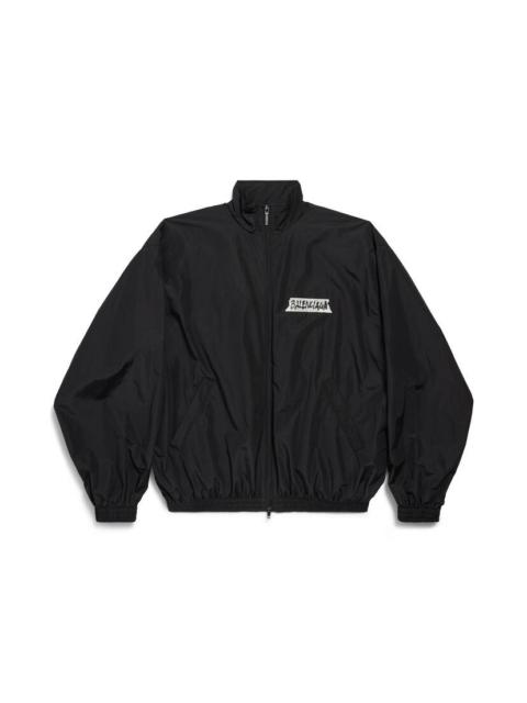 Men's Masking Tape Tracksuit Jacket Medium Fit in Black