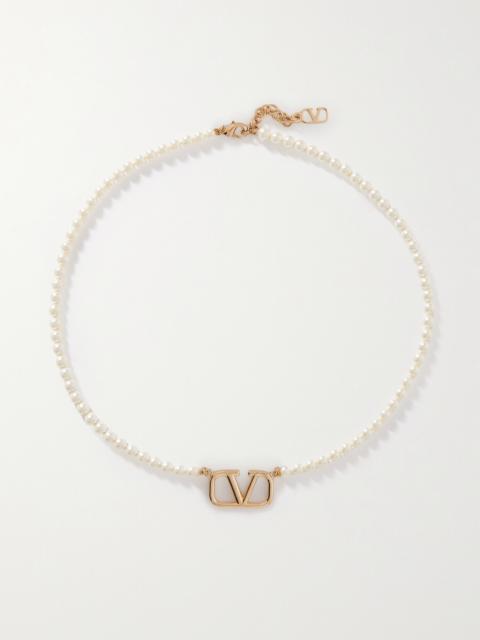 Vlogo Gold-tone Faux Pearl Necklace