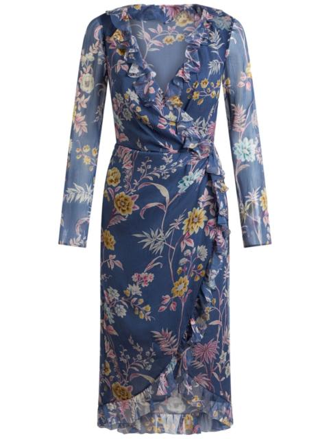 floral-print silk wrap dress