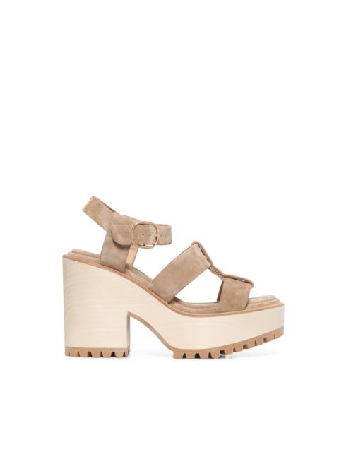 Hera Platform Sandal in Sand Suede