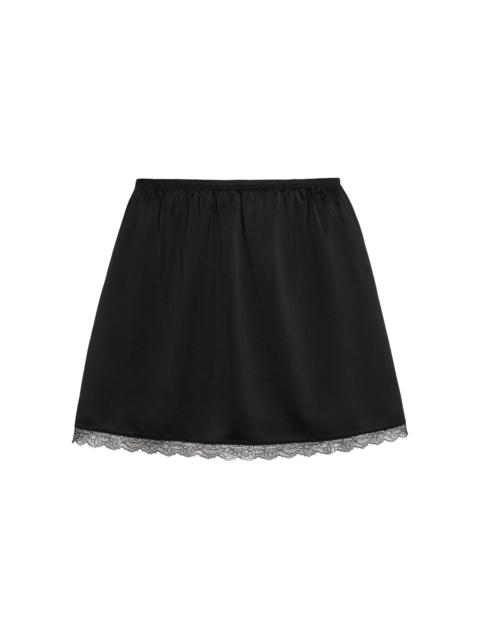 Barb Lace-Trimmed Satin Mini Skirt black