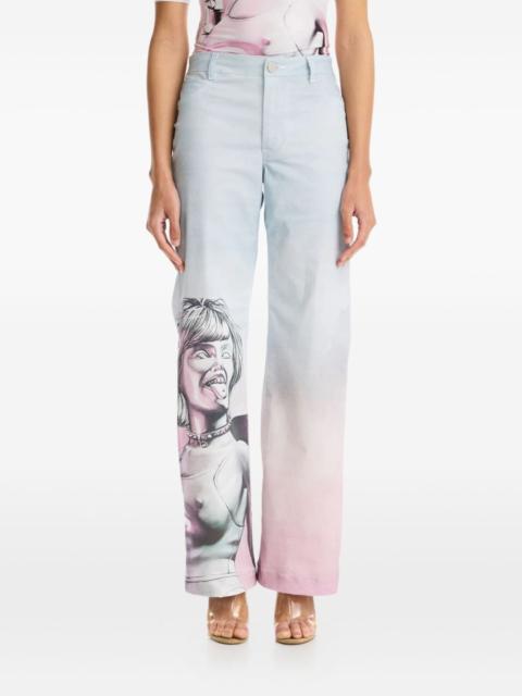 print ombré trousers