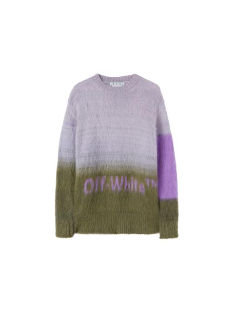 OFF-WHITE Mohair Helvetica Logo Crewneck Violet/Green