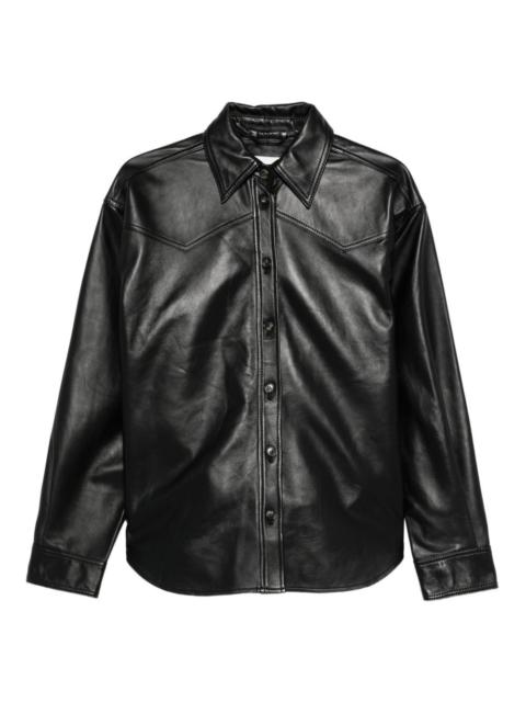 leather button-up shirt jacket