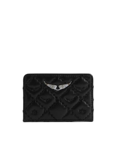 quilted logo-plaque cardholder