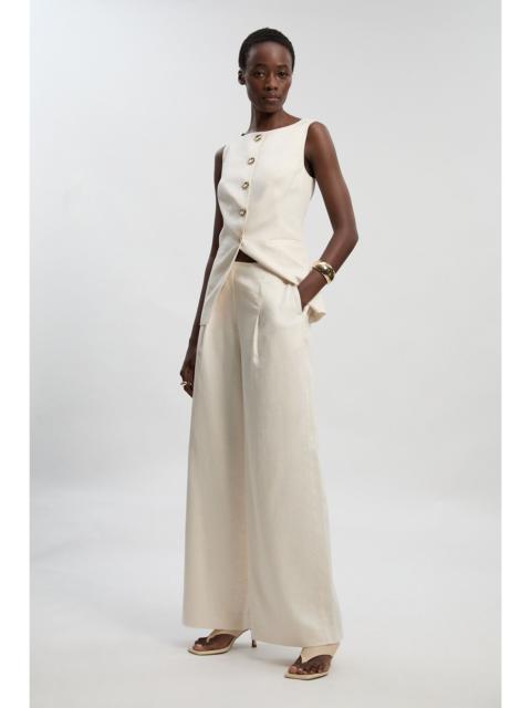 Tailored Linen Wide Leg Trouser