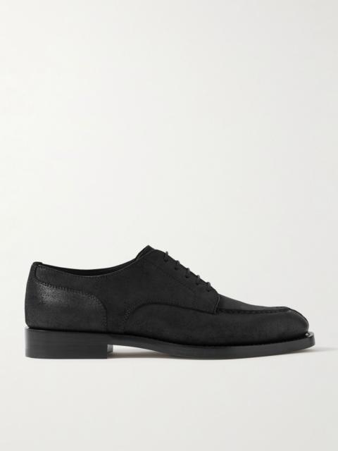 Waxed-Suede Derby Shoes Black