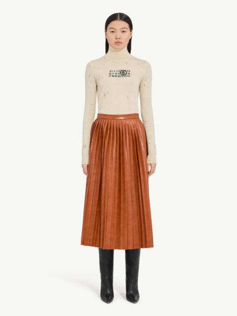 Faux leather midi skirt
