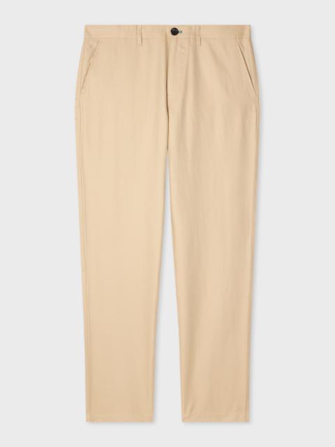 Tapered-Fit Ecru Cotton-Linen Trousers