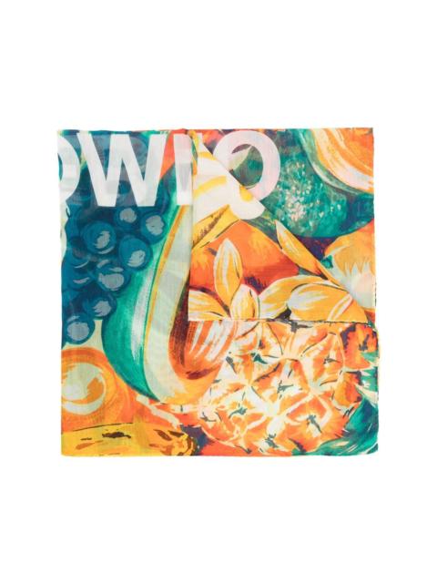 graphic-print logo scarf