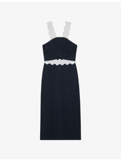 Dillon Contrast-Strap Woven Midi Dress