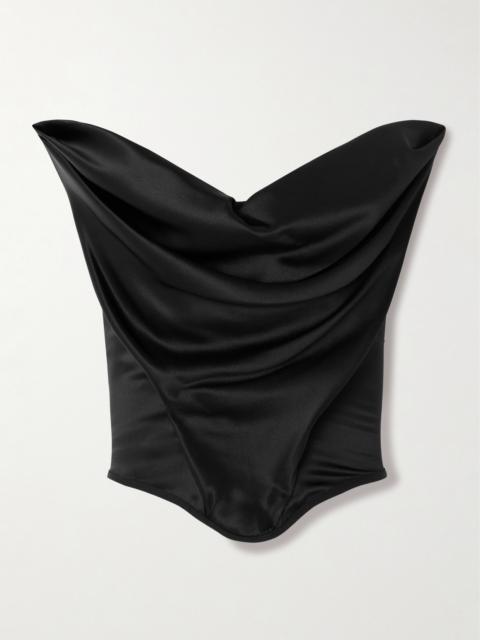 Stretch-silk Satin Bustier Top