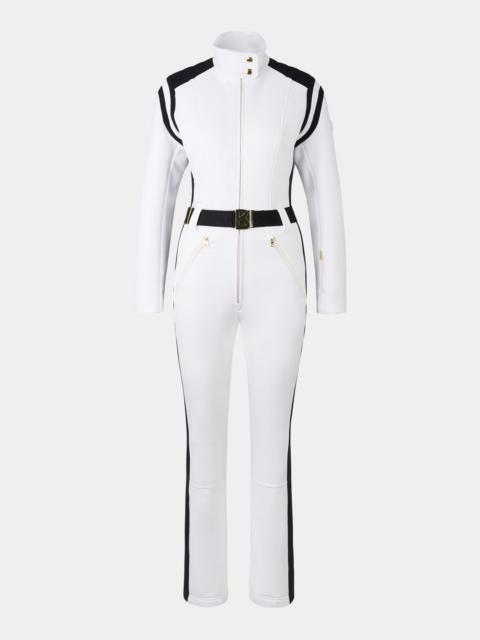 Janny softshell ski overall in White/black