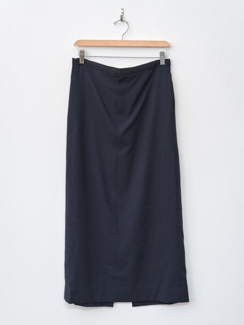 Wool Lawn Straight Skirt - Navy