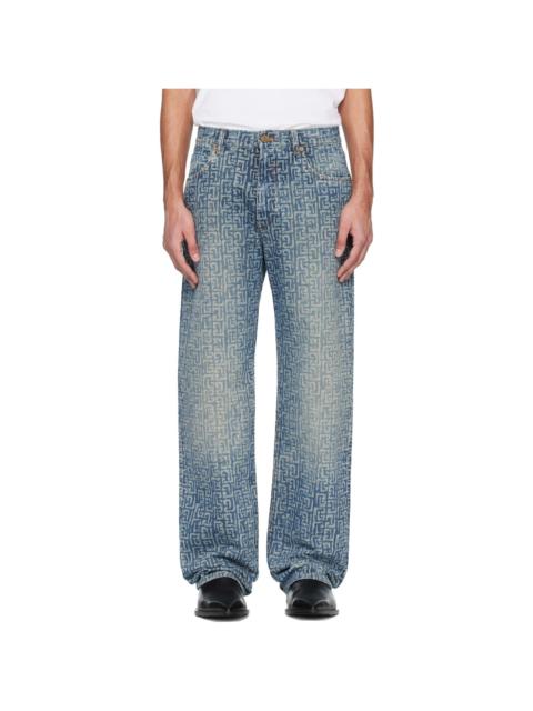 Blue Monogram Laser Loose-Fit Jeans