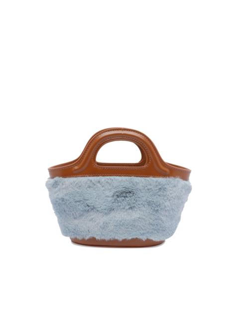 Tropicalia leather-trimmed fur clutch bag