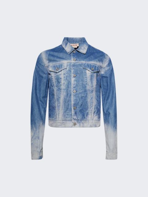 Flocked Denim Trucker Jacket Iris Blue