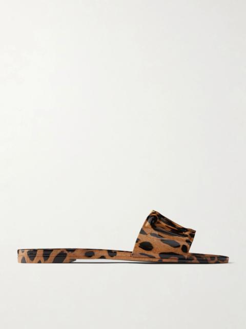 Bianca logo-embossed leopard-print rubber flats Leopard print
