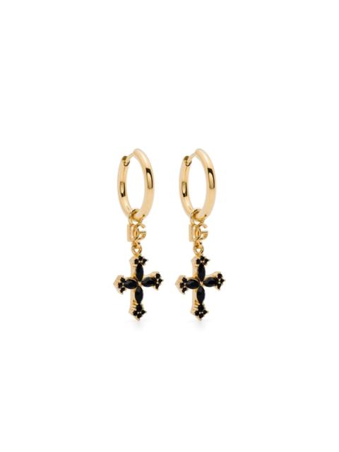 cross-pendant hoop earrings