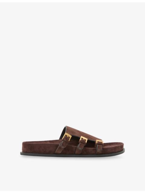 Lauren Buckle Suede Sandals