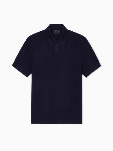 POLO SHIRT-COLLAR JUMPER IN VIRGIN WOOL WITH CHECK MOTIF