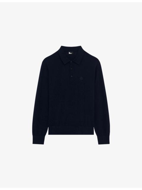 Polo-Collar Brand-Embroidered Wool Jumper