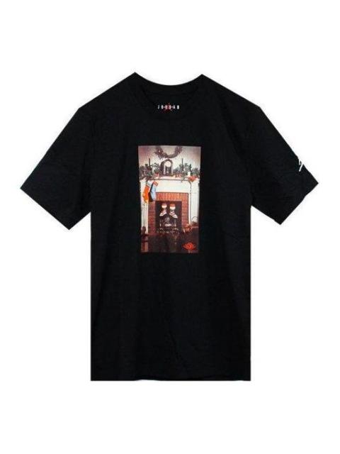 Air Jordan Chimney Tee Printing Short Sleeve Asia Edition Black CI1328-010