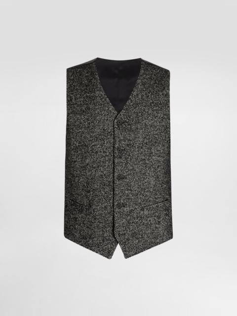 Wool chevron single-breasted vest