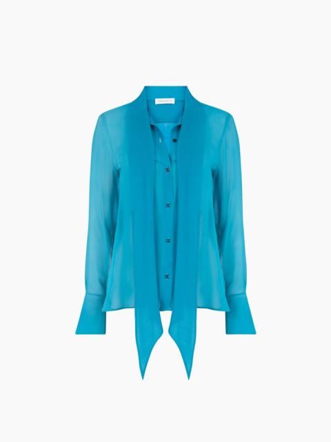 Blue Lavalliere Satin Shirt