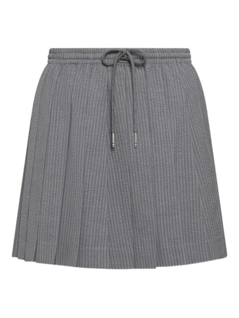 drawstring-fastening pleated mini skirt